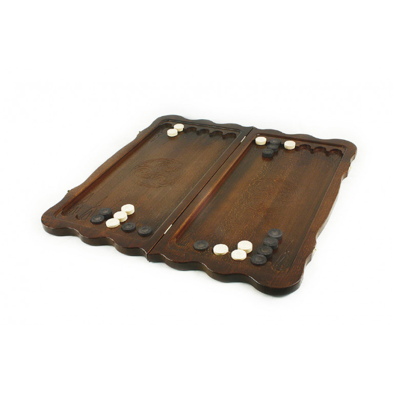 Összecsukható, tömör bükkfából készült backgammon 590*640, RS3, művészi faragás